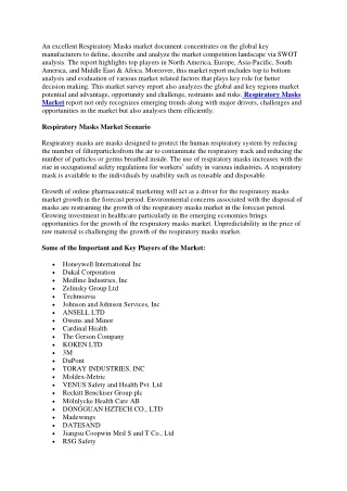 an excellent respiratory masks market document