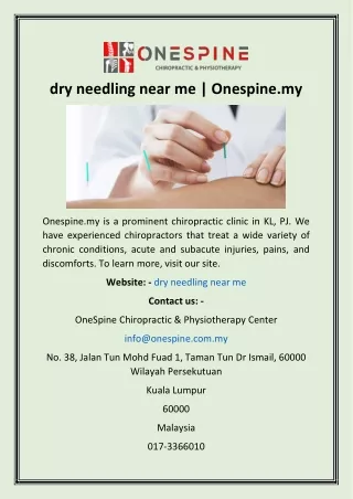 dry needling near me onespine my