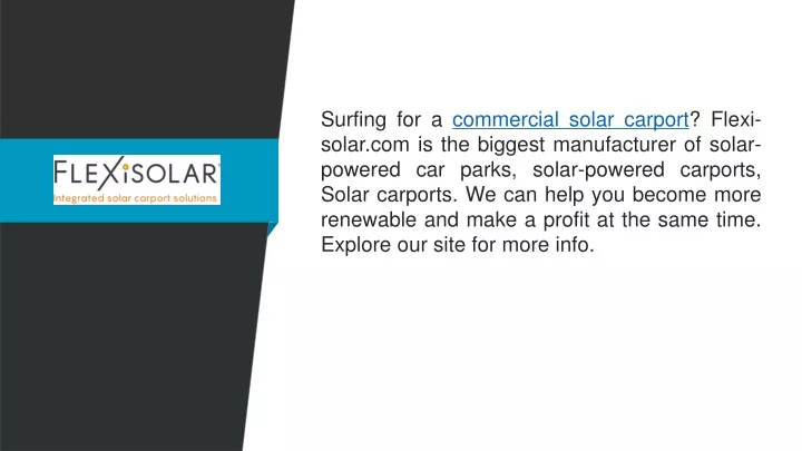 surfing for a commercial solar carport flexi