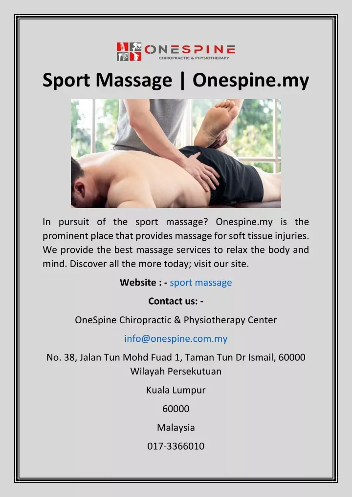 sport massage onespine my