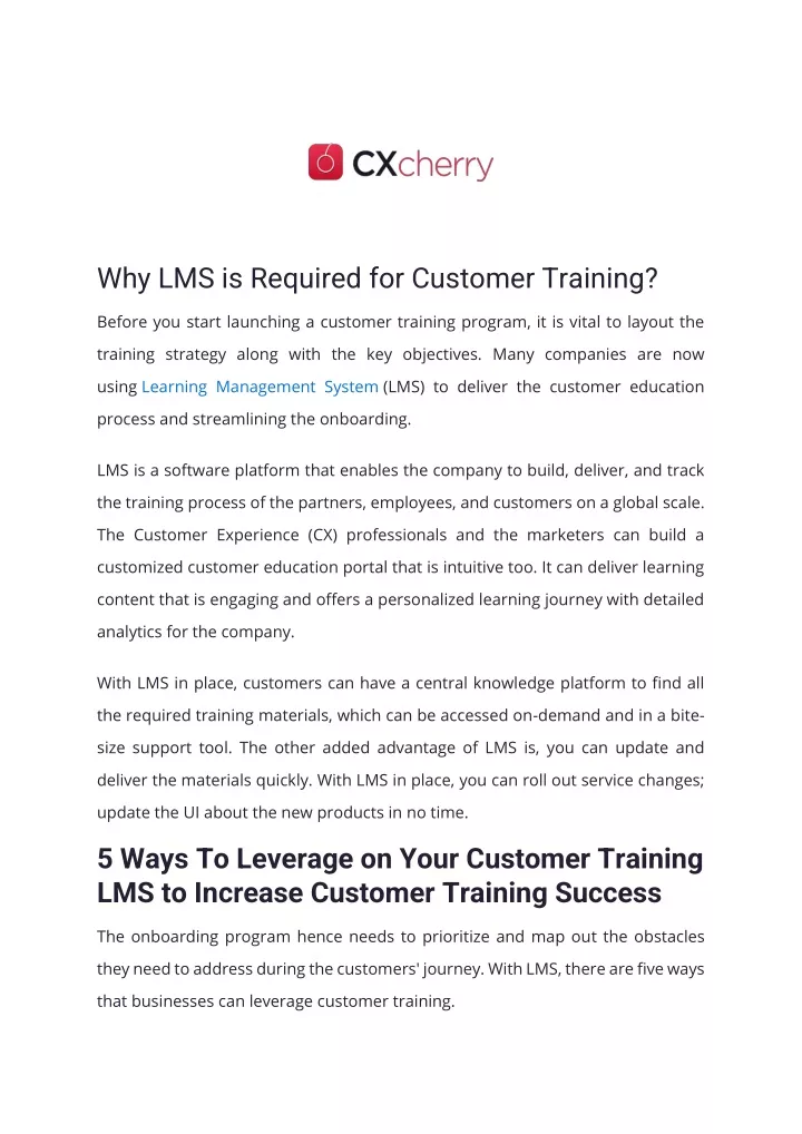 why lms is required for customer training