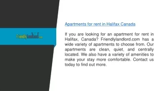 Apartments for Rent in Halifax Canada  Friendlylandlord.com