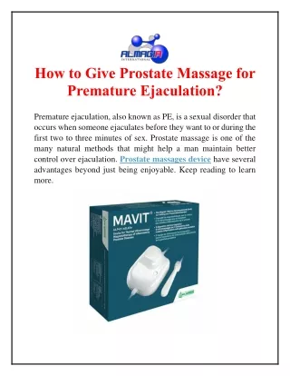 how to give prostate massage for premature