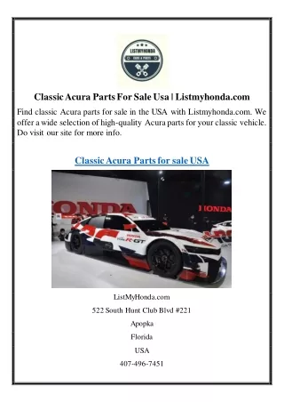 Classic Acura Parts For Sale Usa  Listmyhonda