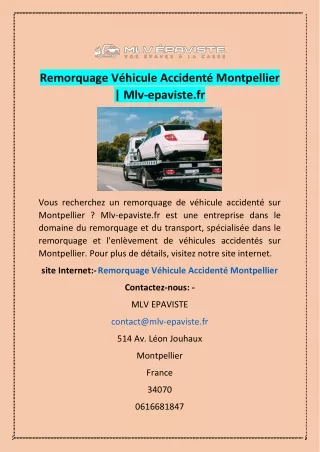 Remorquage Véhicule Accidenté Montpellier | Mlv-epaviste.fr