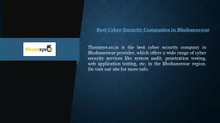 Best Cyber Security Companies in Bhubaneswar  Threatsys.co.in