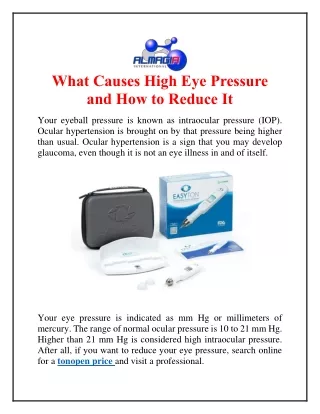 what causes high eye pressure and how to reduce it