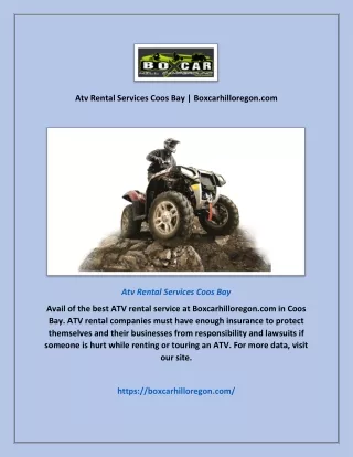 Atv Rental Services Coos Bay | Boxcarhilloregon.com
