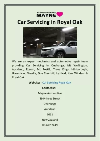 Car Servicing in Royal Oak