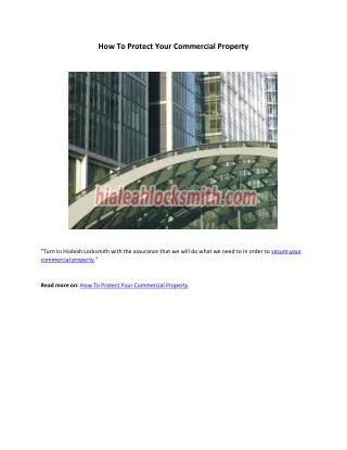 How To Protect Your Commercial Property