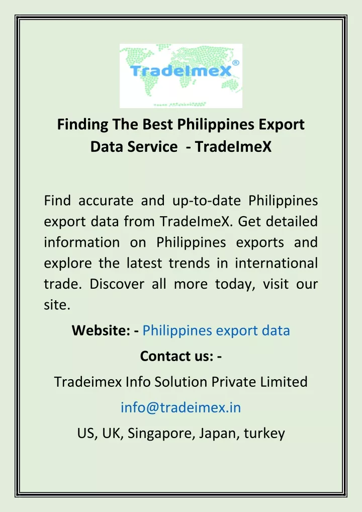 finding the best philippines export data service