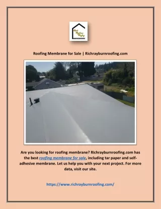 Roofing Membrane for Sale | Richrayburnroofing.com