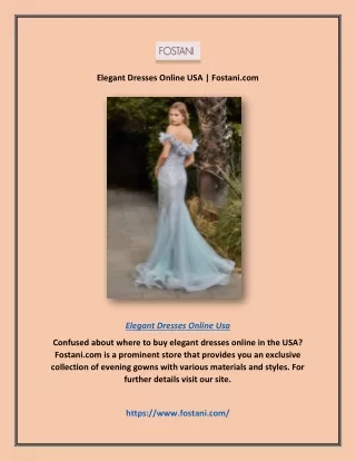 Elegant Dresses Online USA | Fostani.com