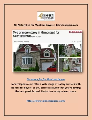 No Notary Fee for Montreal Buyers | Johnchiappara.com