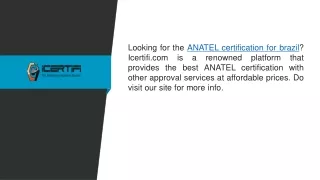 Anatel Certification for Brazil  Icertifi.com