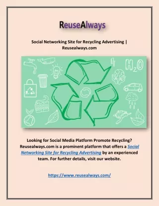 Social Networking Site for Recycling Advertising | Reusealways.com
