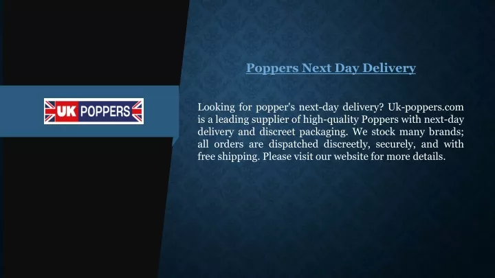 poppers next day delivery