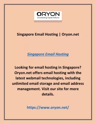 Singapore Email Hosting | Oryon.net