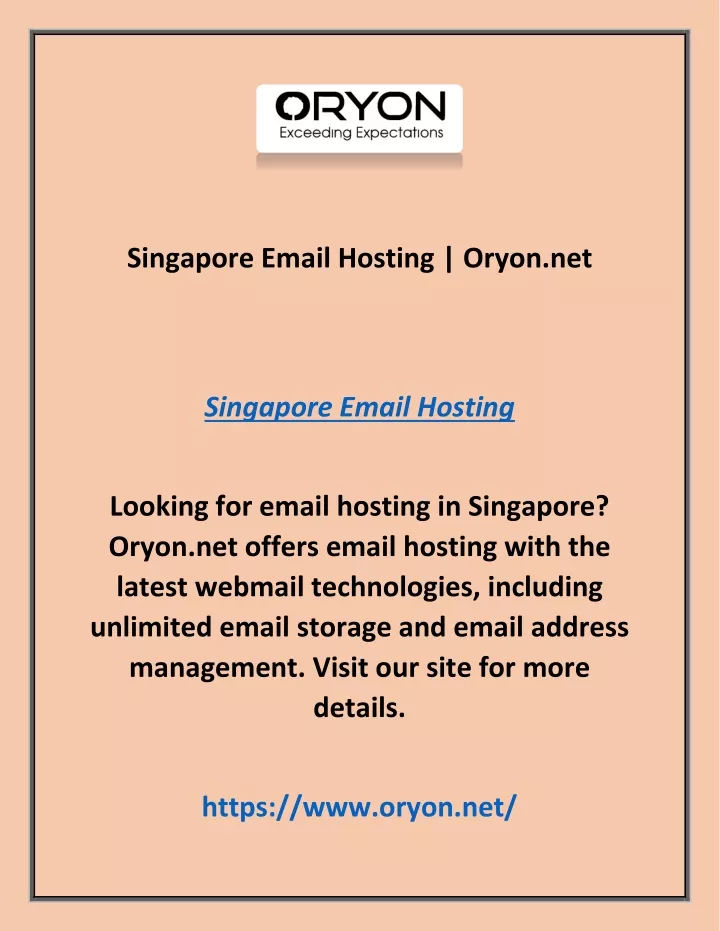 singapore email hosting oryon net