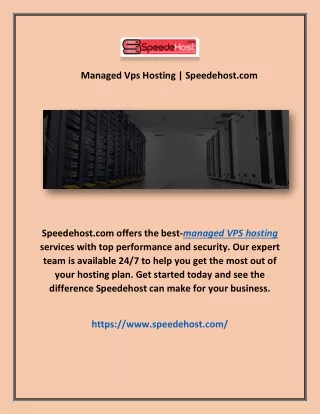 Managed Vps Hosting | Speedehost.com
