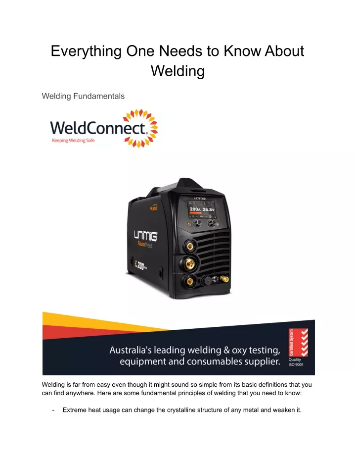 everything one needs to know about welding