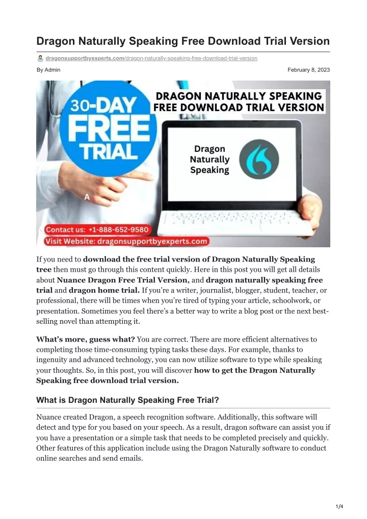 dragon naturally speaking free download trial