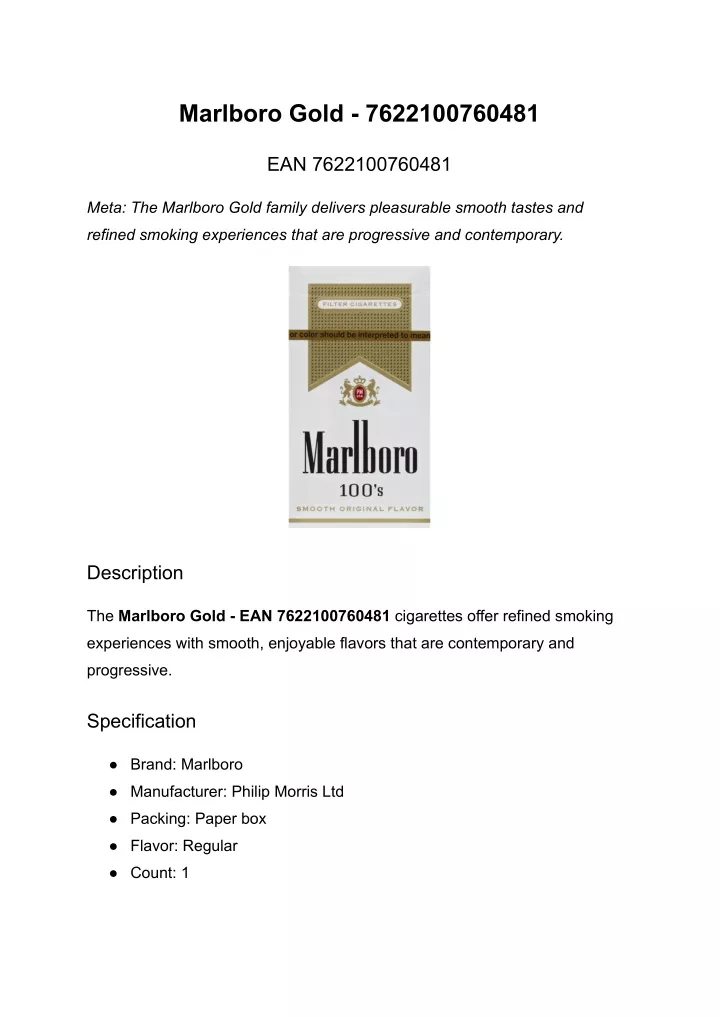 marlboro gold 7622100760481