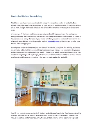 basics for kitchen remodeling