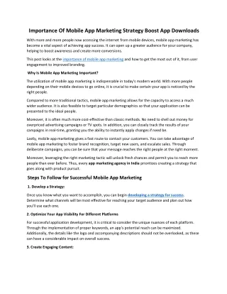 Importance Of Mobile App Marketing Strategy Boost App Downloads