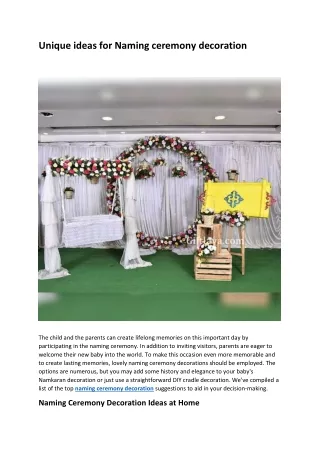 unique ideas for naming ceremony decoration