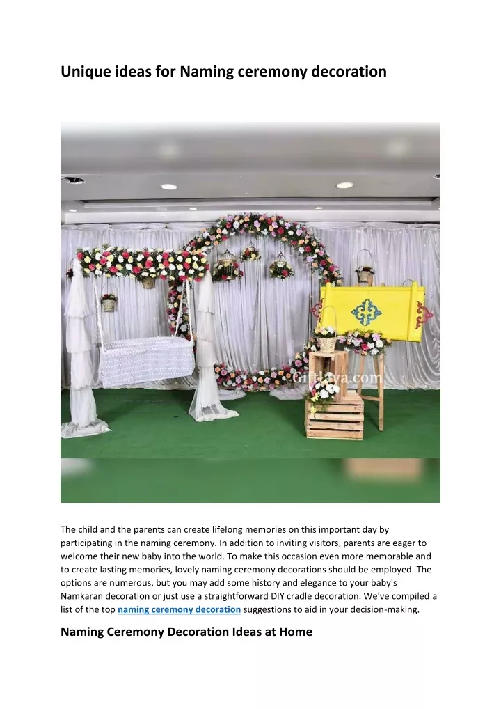 unique ideas for naming ceremony decoration