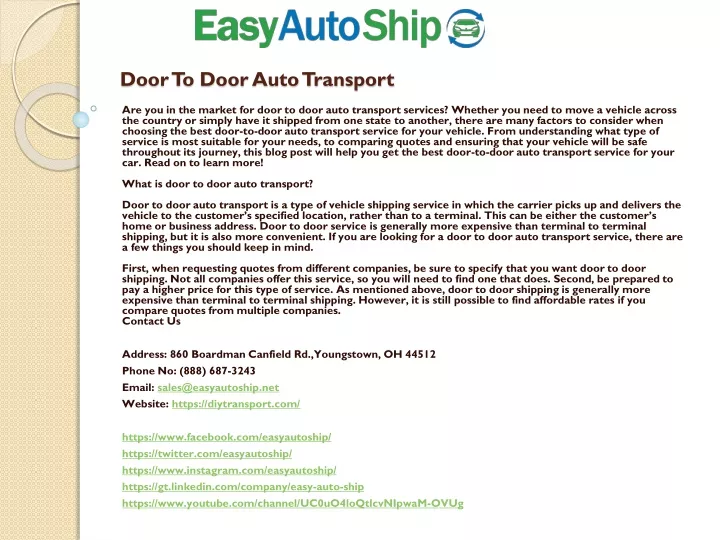 door to door auto transport