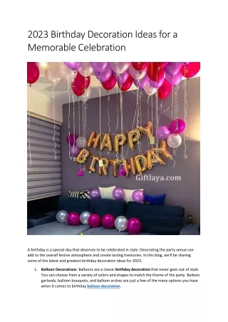Birthday Decoration ideas in 2023