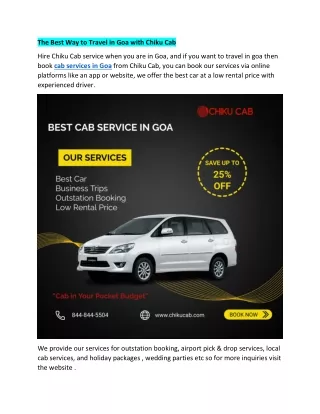 the best way to travel in goa with chiku cab