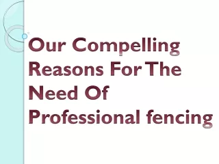 Our Compelling Reasons For The Need Of Professional Fencing
