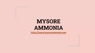 The Best Manufacturers of Ammonia - Mysore Ammonia