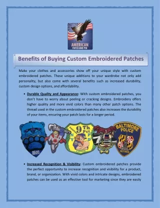 Make your clothes and accessories show off your unique style with custom embroidered patches