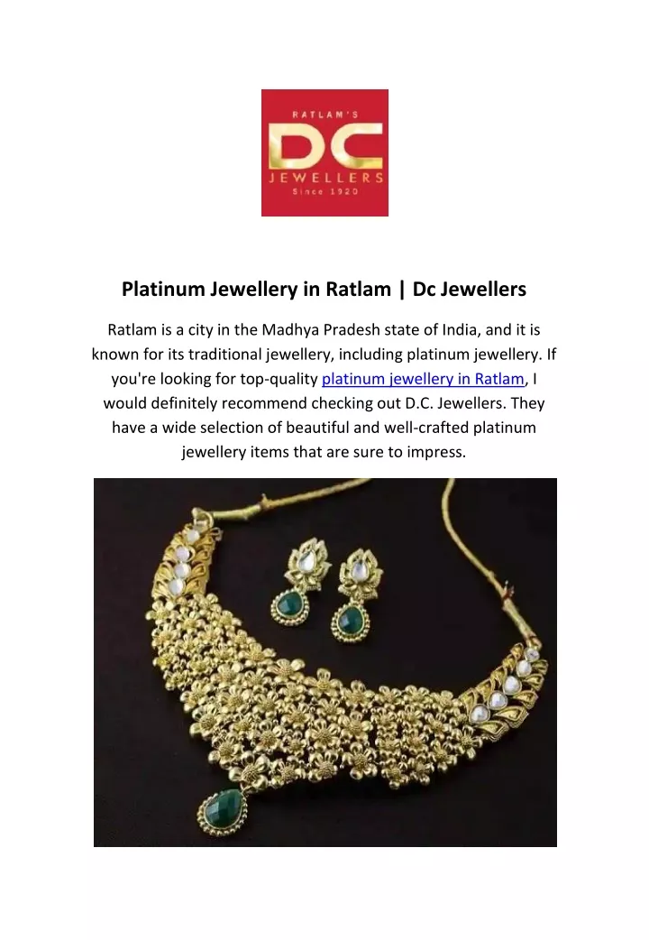 platinum jewellery in ratlam dc jewellers