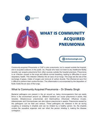 community acquired pneumonia or cap is also