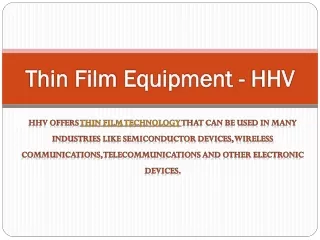 Thin Film Equipment - HHV