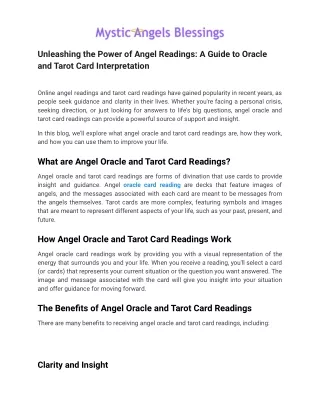 Unleashing the Power of Angel Readings_ A Guide to Oracle and Tarot Card Interpretation