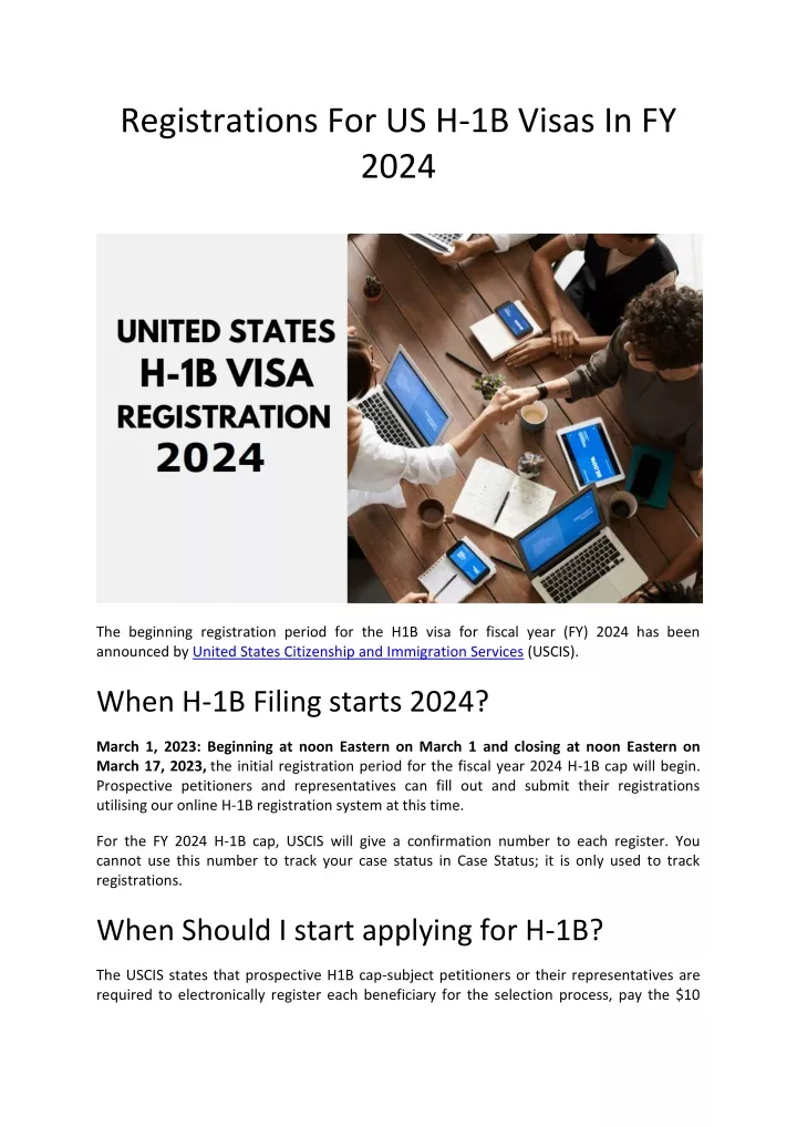 PPT - Registrations For US H-1B Visas In Fy 2024 PowerPoint ...