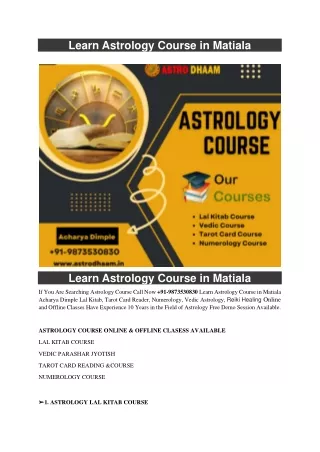 learn astrology course in matiala