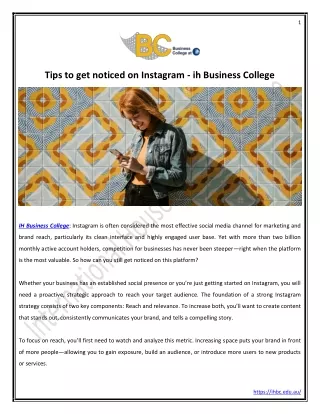 Tips to get noticed on Instagram - ih Business College