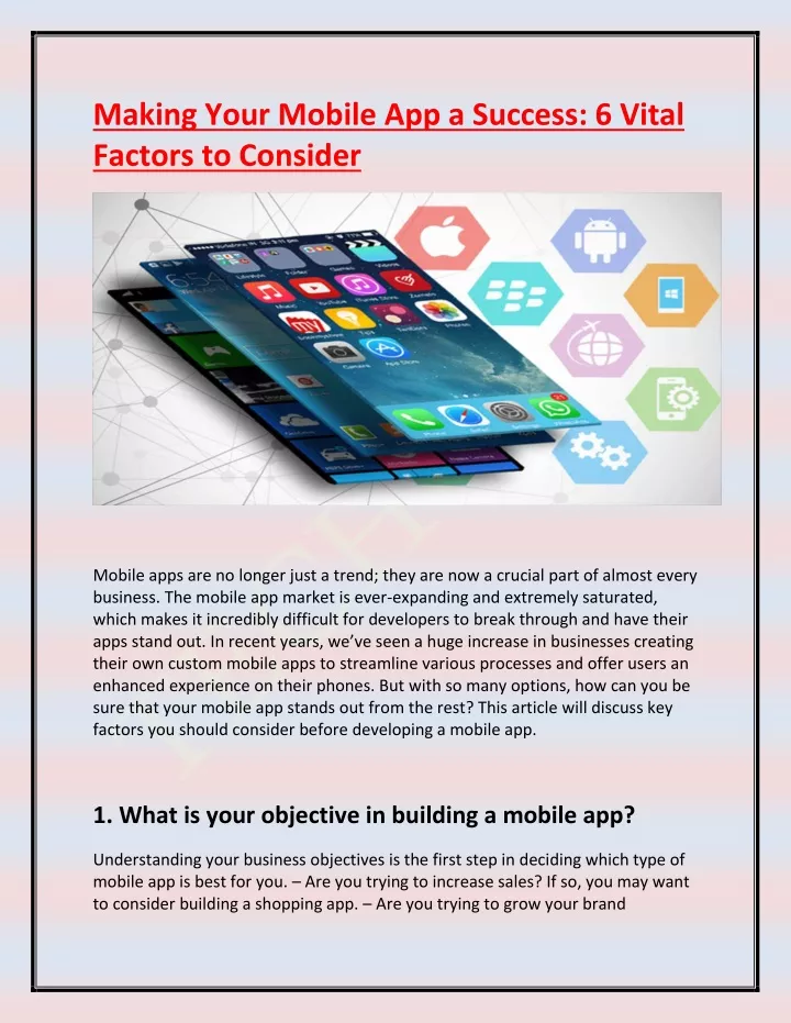 making your mobile app a success 6 vital factors