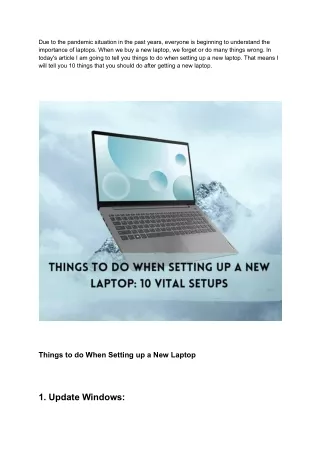 Things to do When Setting up a New Laptop: 10 Vital Setups