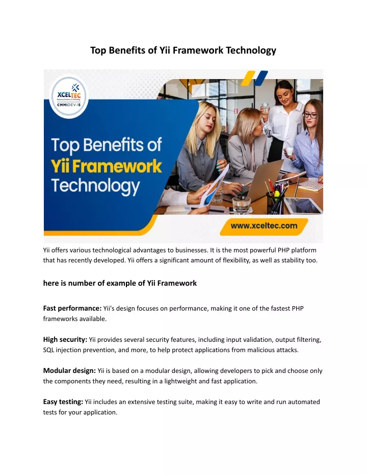 top benefits of yii framework technology