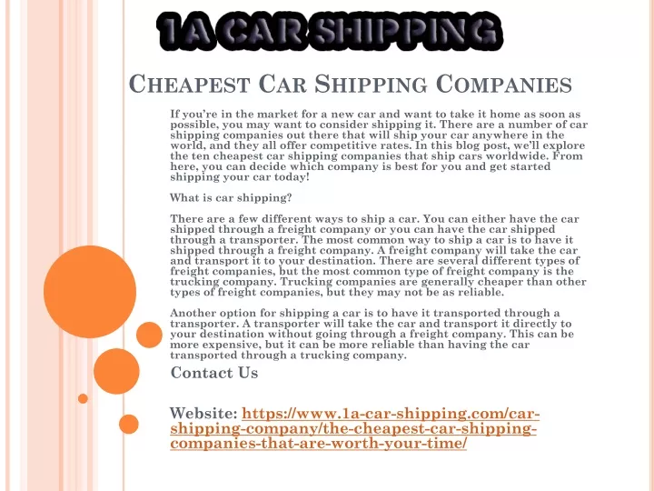 cheapest car shipping companies