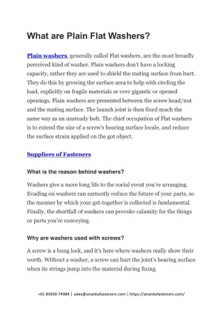 what are plain flat washers