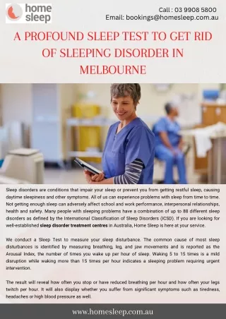 A Profound Sleep Test To Get Rid of Sleeping Disorder In Melbourne